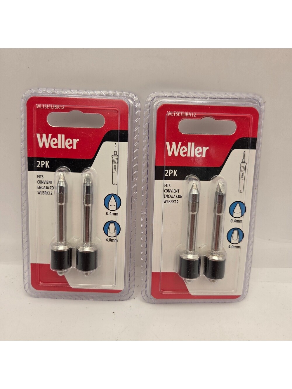Weller WLTSETLIBA12 Soldering Tips 2PK WLBRK12 0.4mm 4mm NEW Lot of 2
